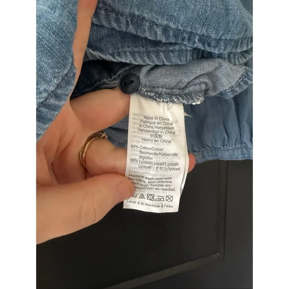 Madewell Denim Puff-Sleeve Peplum Wrap Size XS